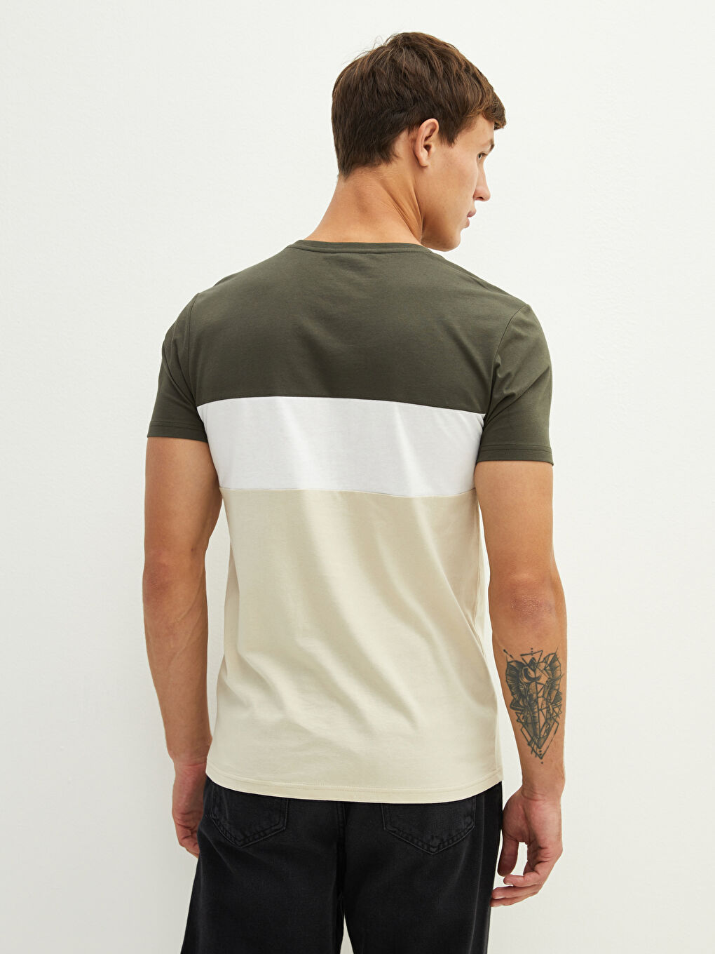 XSIDE Crew Neck Short Sleeve Printed Combed Cotton Men's T-shirt -S1M075Z8-Q5E