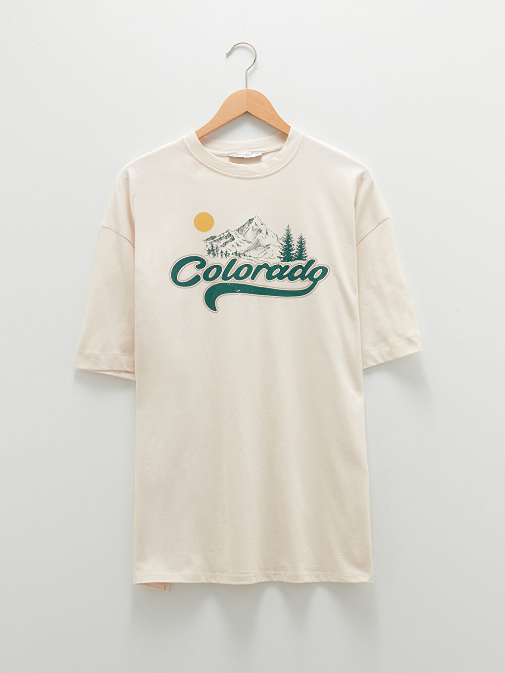 Crew Neck Printed Short Sleeve Cotton Women's Tunic-4