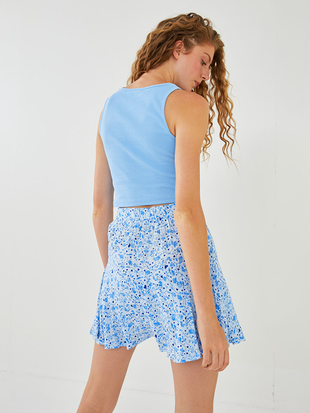 تنورة قصيرة للسيدات بنقشة قماش مغربي بخصر مطاطي-4