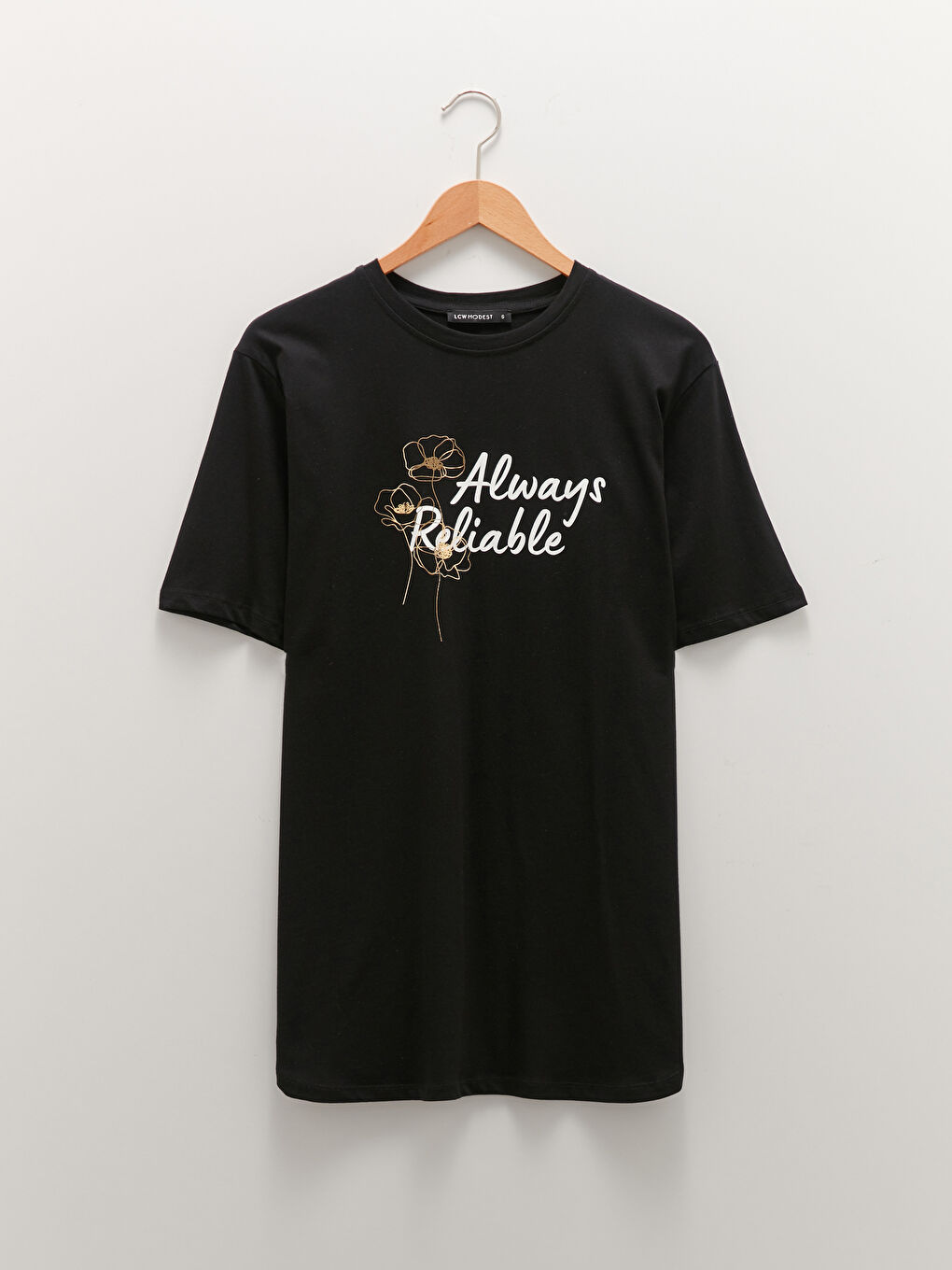 Crew Neck Printed Short Sleeve Cotton Women's Tunic-5