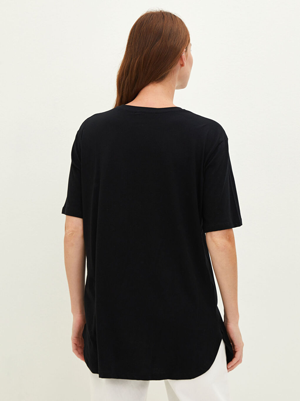 Crew Neck Printed Short Sleeve Cotton Women's Tunic-4