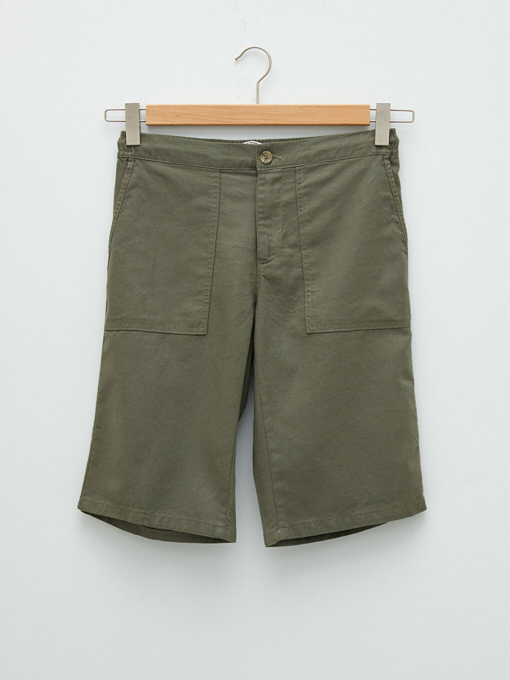 Haki Geniş Kalıp Erkek Şort-5