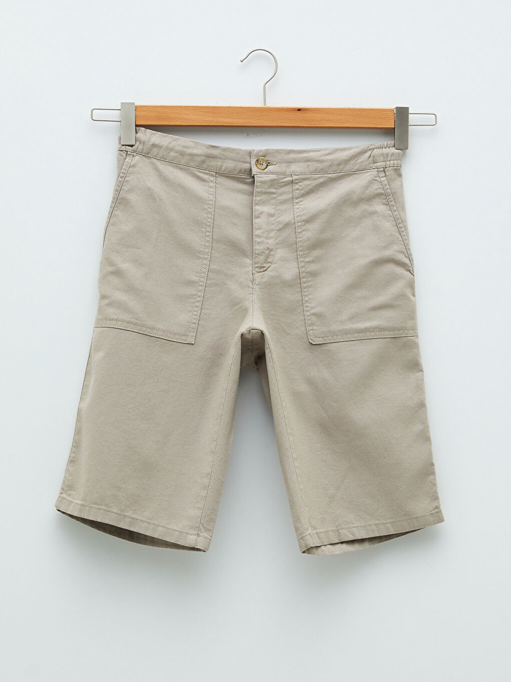 Bej Geniş Kalıp Erkek Şort-5