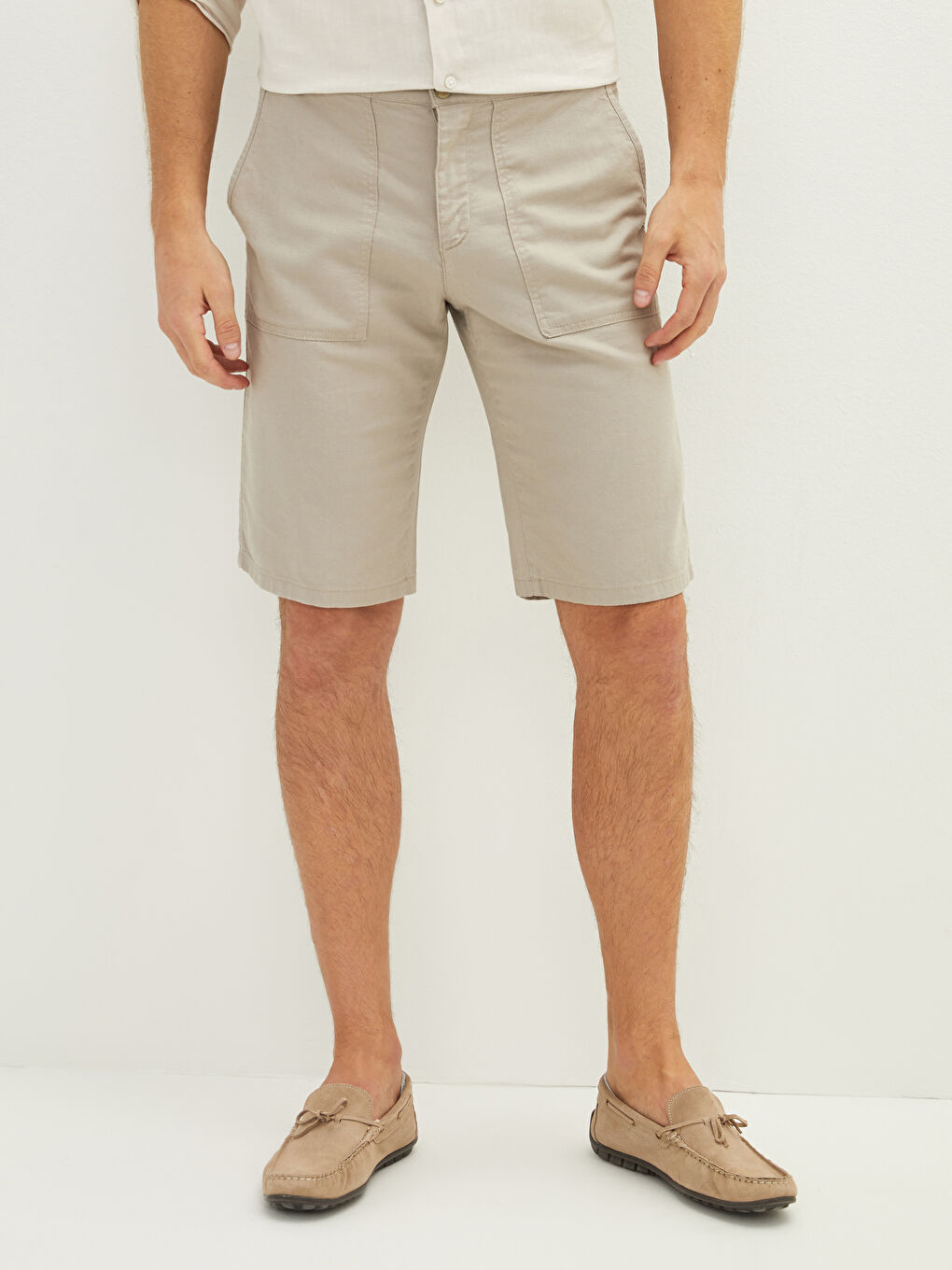 Bej Geniş Kalıp Erkek Şort-3