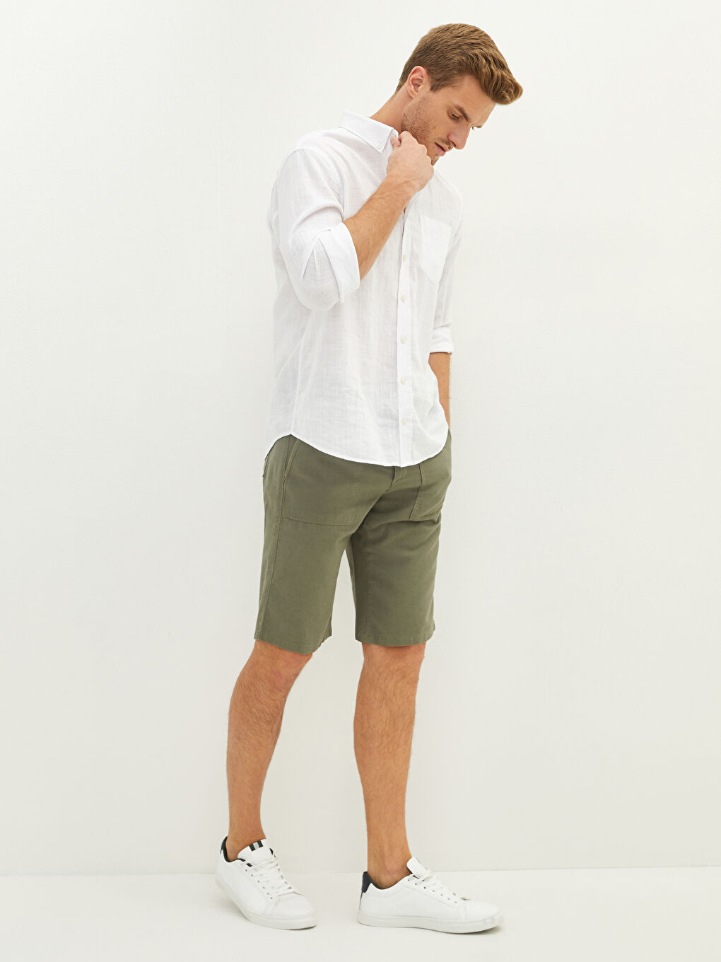 Haki Geniş Kalıp Erkek Şort