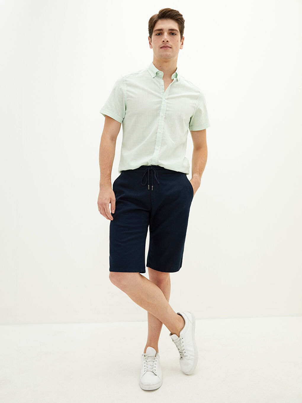 Lacivert Geniş Kalıp Erkek Şort-2