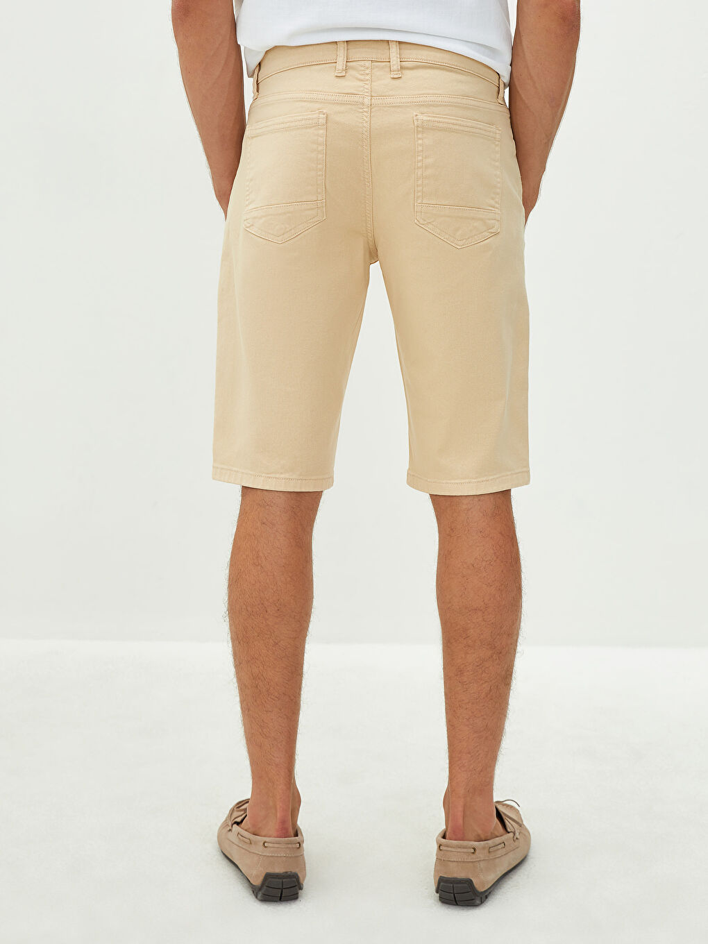 Sarı Slim Fit Gabardin Erkek Şort-4