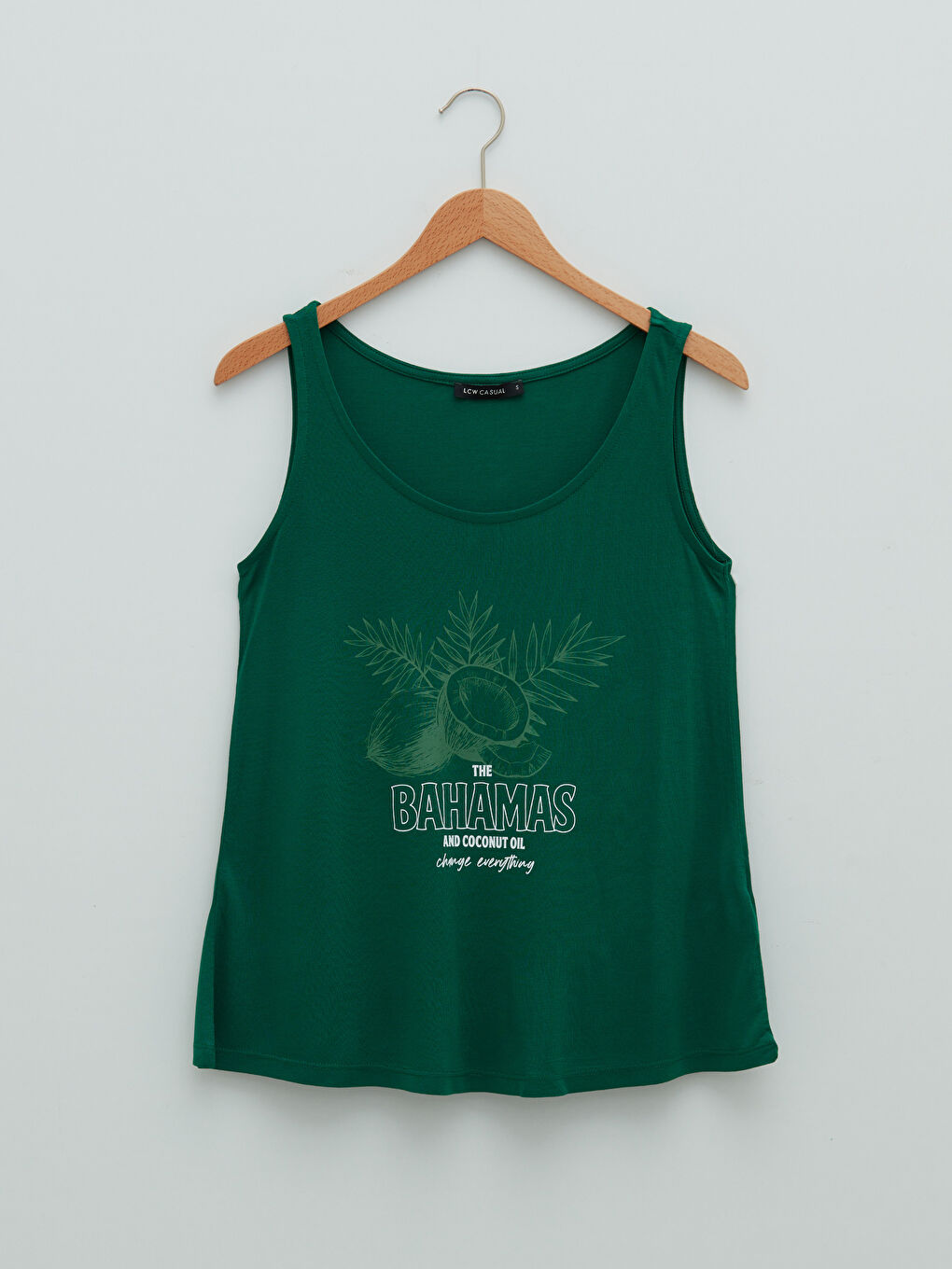 Top majica sa U izrezom, bretelama i štampom od viskoze za žene-14