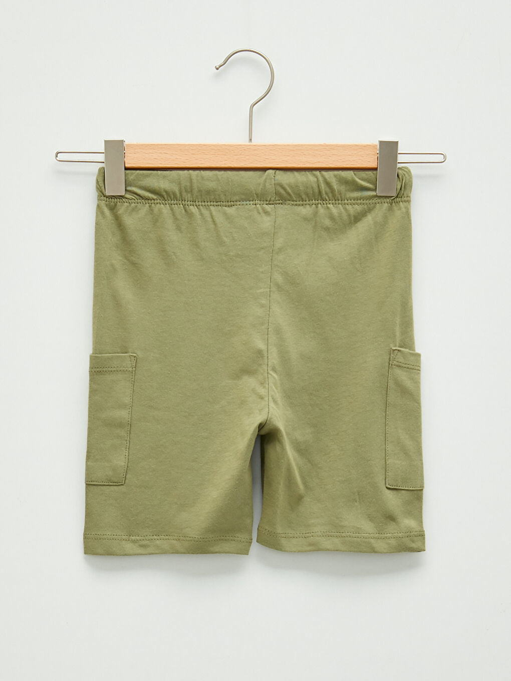 Yeşil Beli Lastikli Basic Pamuklu Erkek Bebek Şort