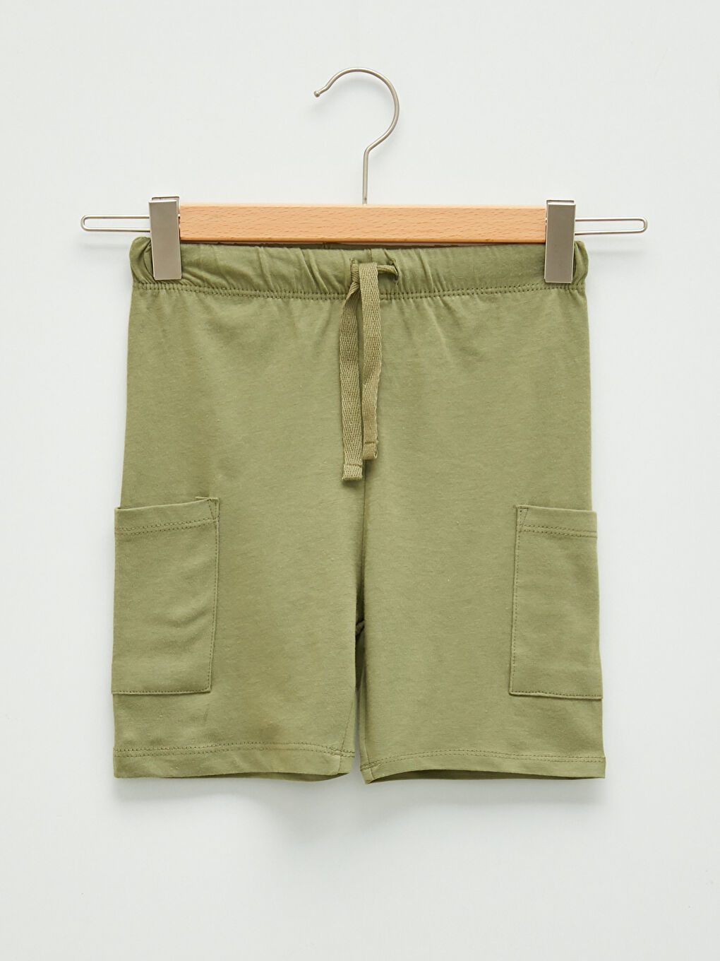 Yeşil Beli Lastikli Basic Pamuklu Erkek Bebek Şort-1