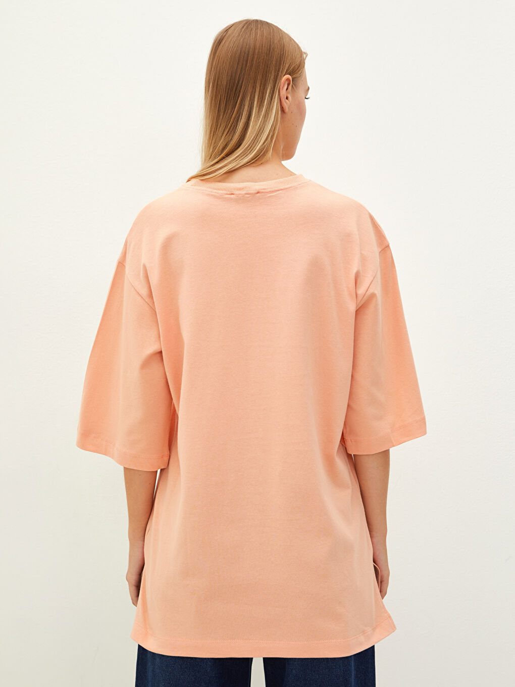 Crew Neck Straight Short Sleeve Cotton Women's Tunic-4