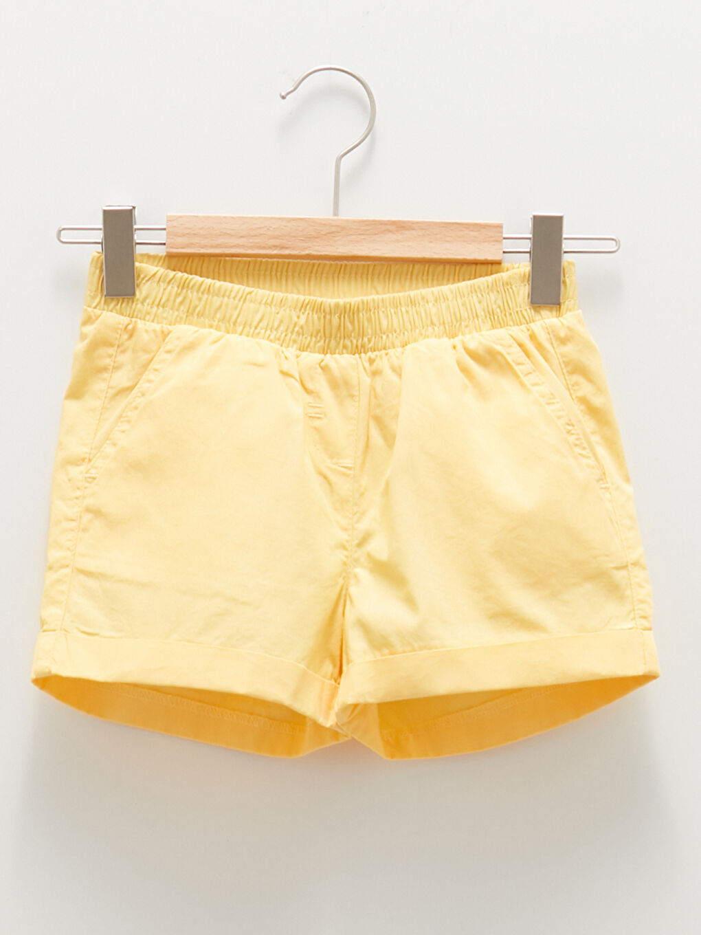 Basic Elastic Waist Poplin Girl Shorts