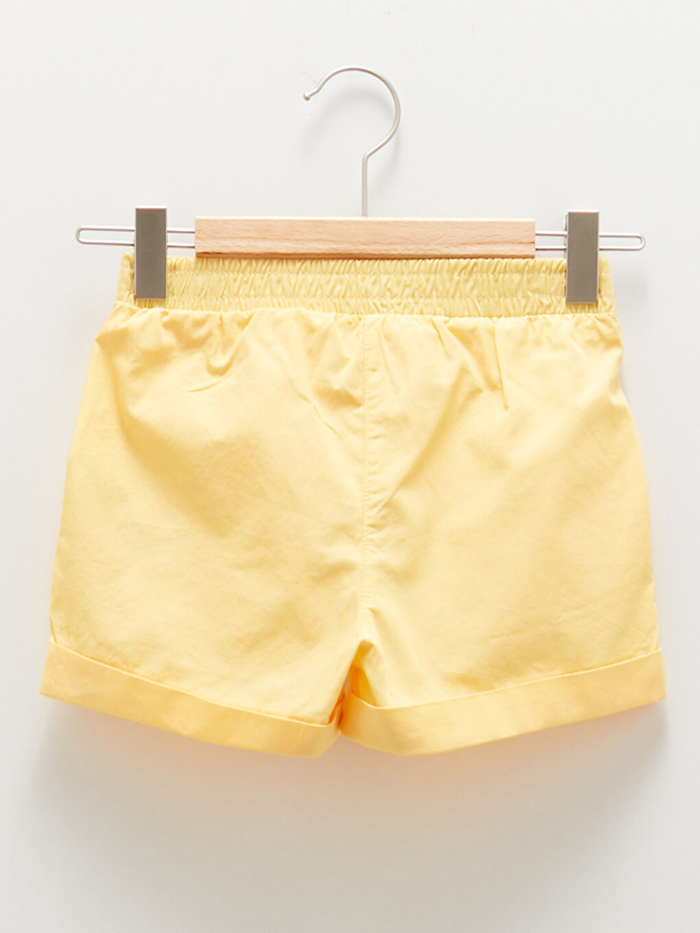 Basic Elastic Waist Poplin Girl Shorts-1