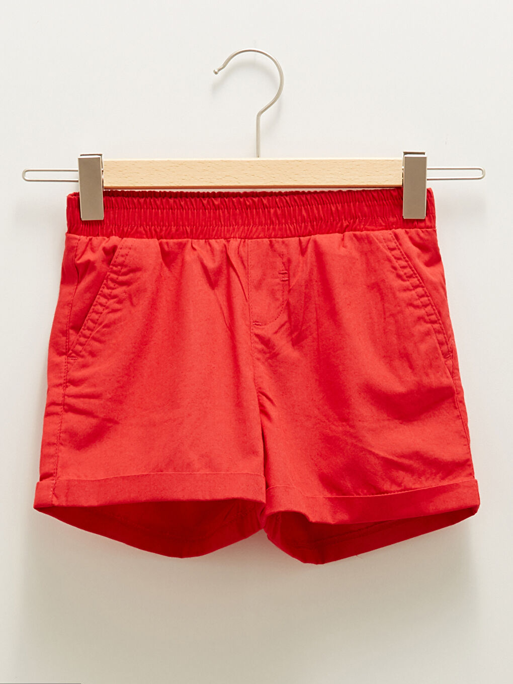 Basic Elastic Waist Poplin Girl Shorts