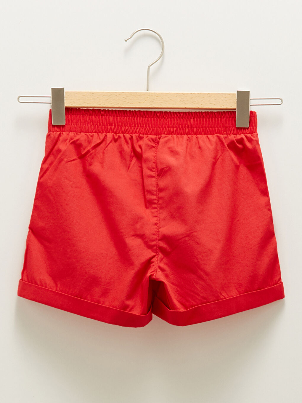 Basic Elastic Waist Poplin Girl Shorts-1