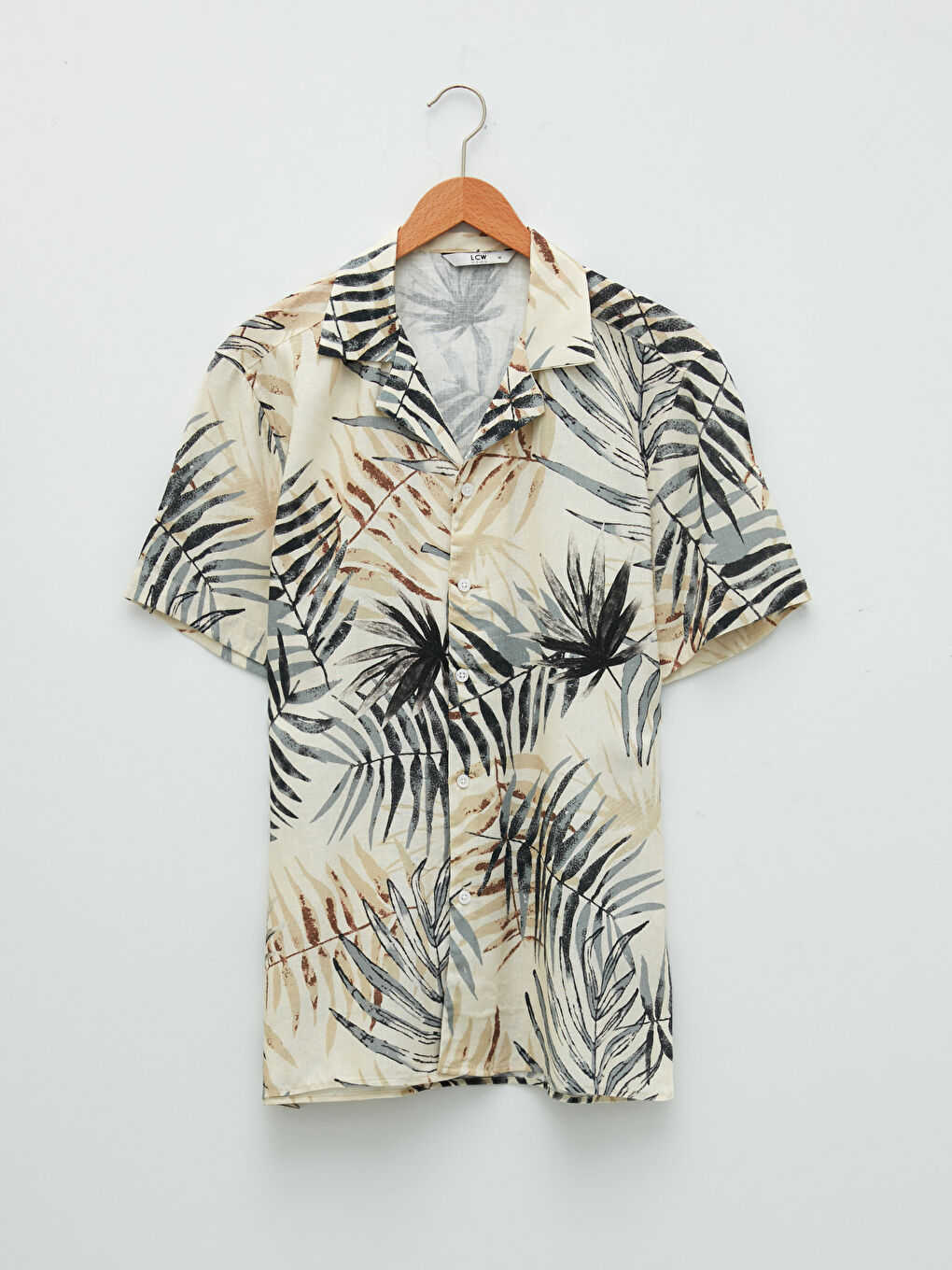 قميص رجالي ضيق بنقشة وأكمام قصيرة للرجال-5