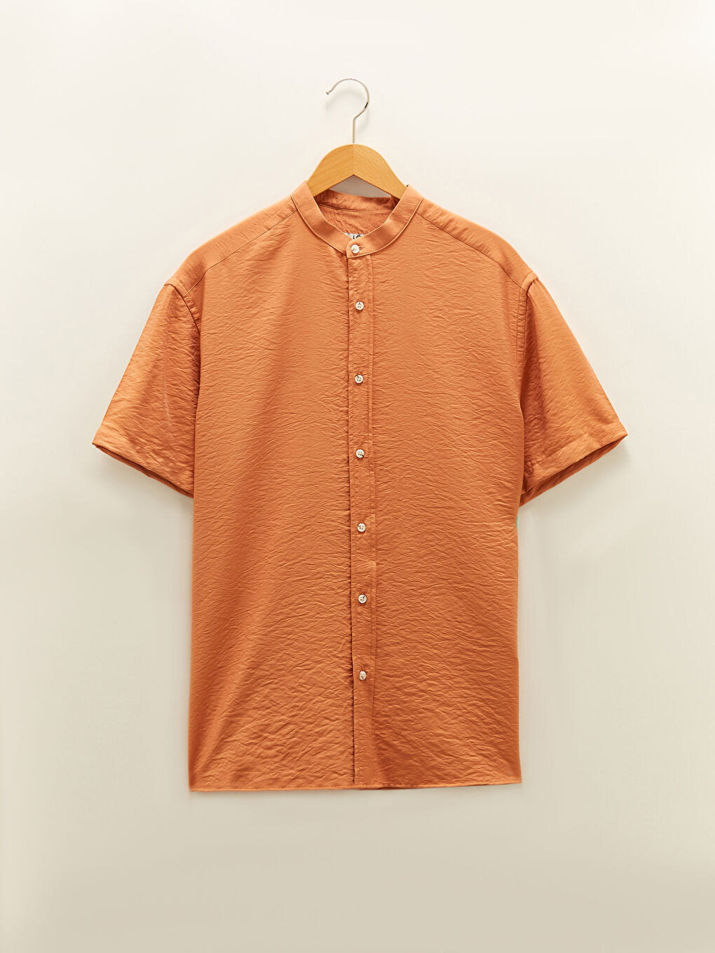 Pembe Slim Fit Hakim Yaka Kısa Kollu Erkek Gömlek-5