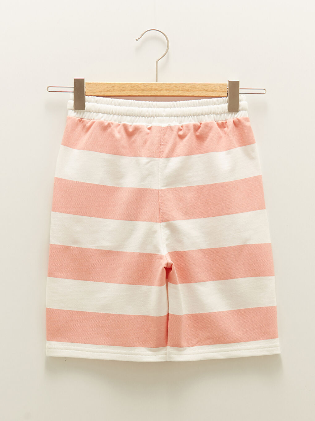 Ekru Beli Lastikli Çizgili Erkek Çocuk Şort-1