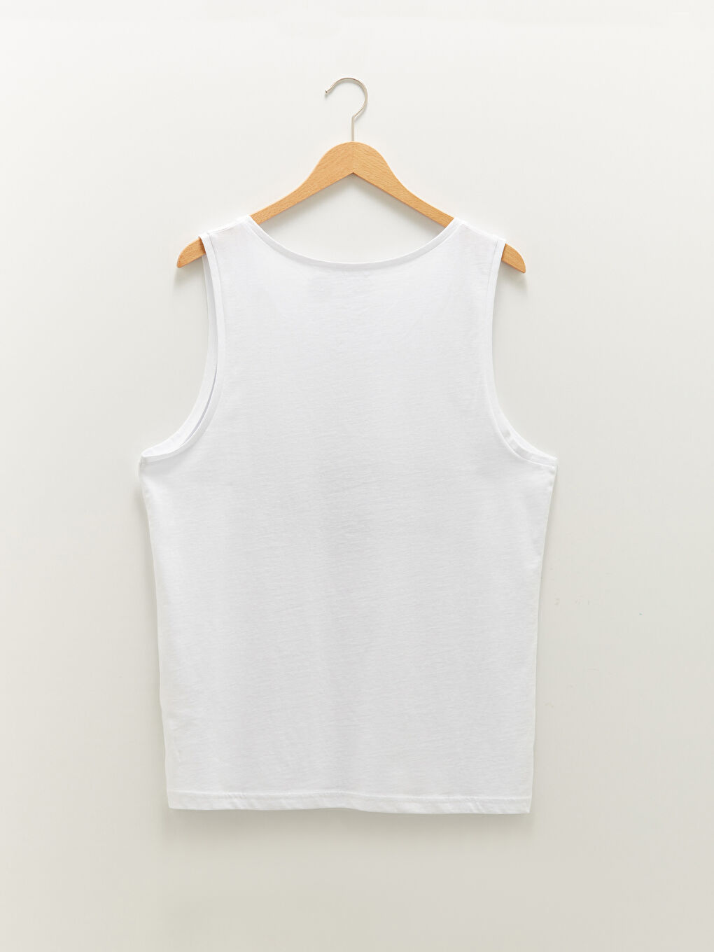 Beyaz Bisiklet Yaka Baskılı Pamuklu Erkek Kolsuz Tişört-11