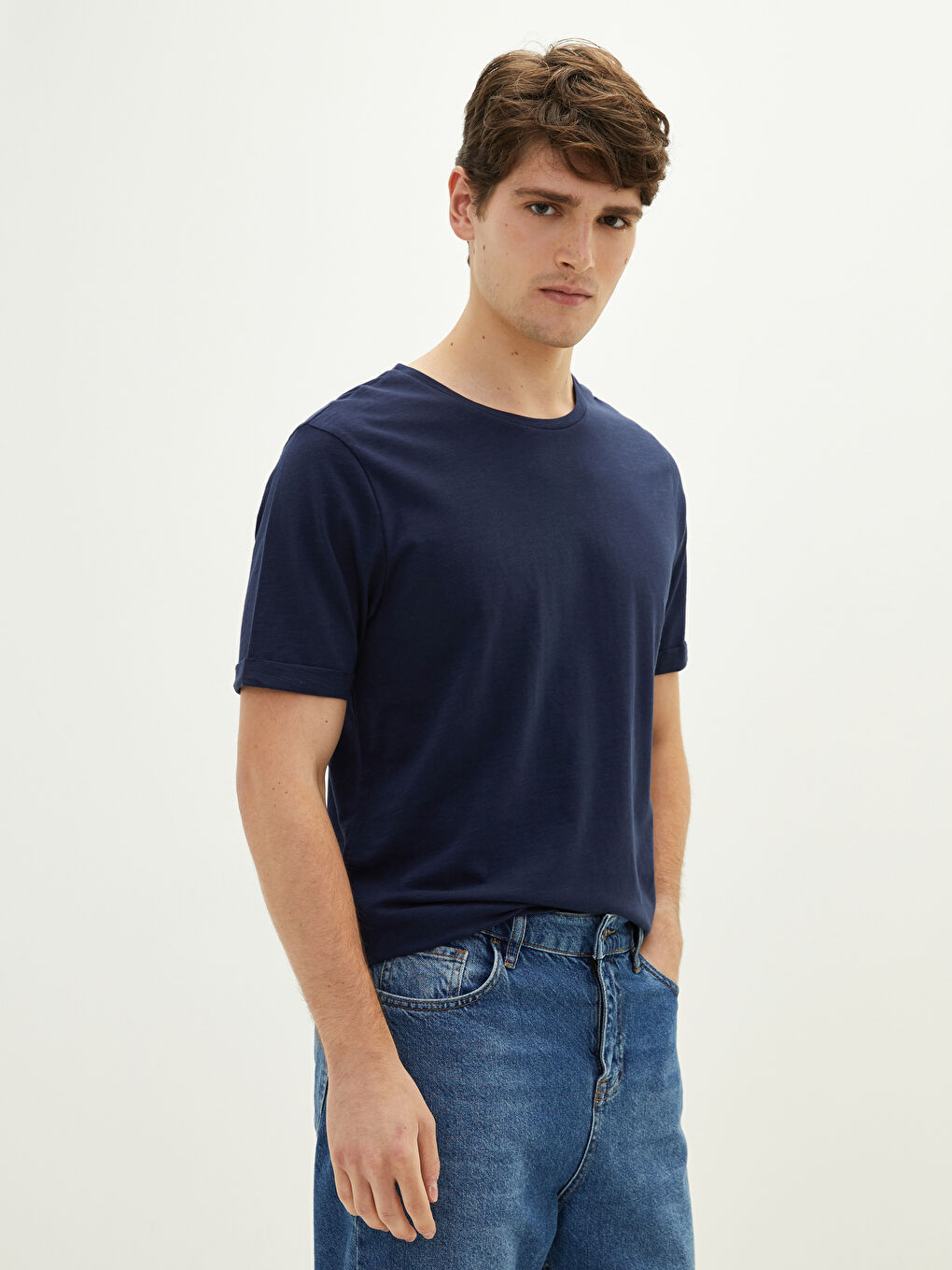 Siyah Bisiklet Yaka Kısa Kollu Basic Penye Erkek Tişört 3'lü-4