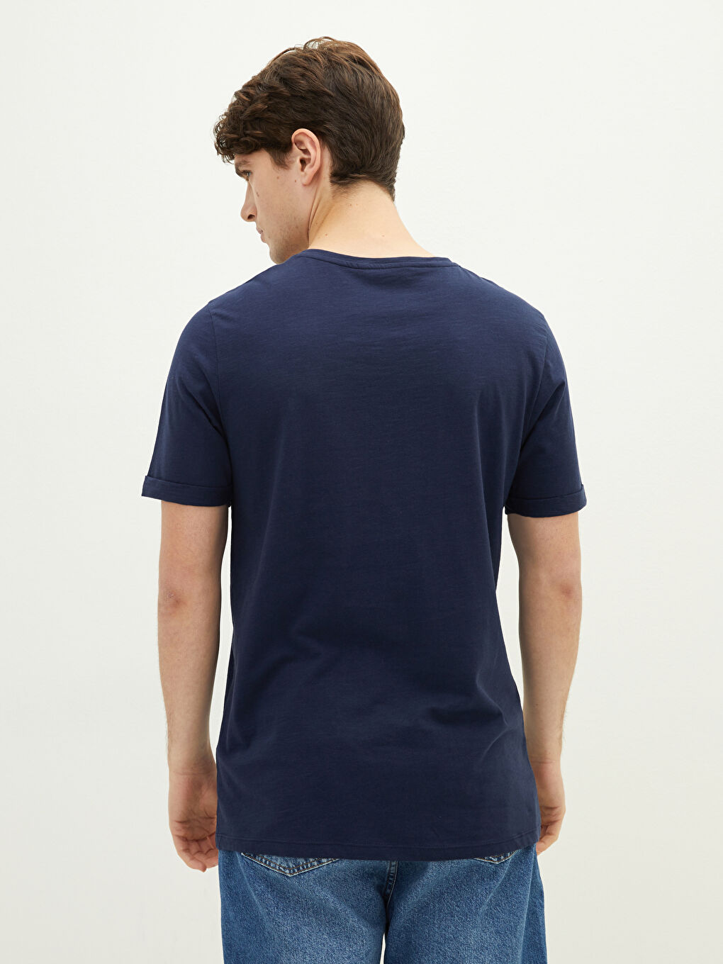 Siyah Bisiklet Yaka Kısa Kollu Basic Penye Erkek Tişört 3'lü-5