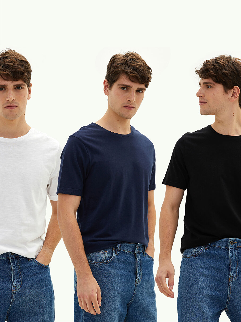 Siyah Bisiklet Yaka Kısa Kollu Basic Penye Erkek Tişört 3'lü