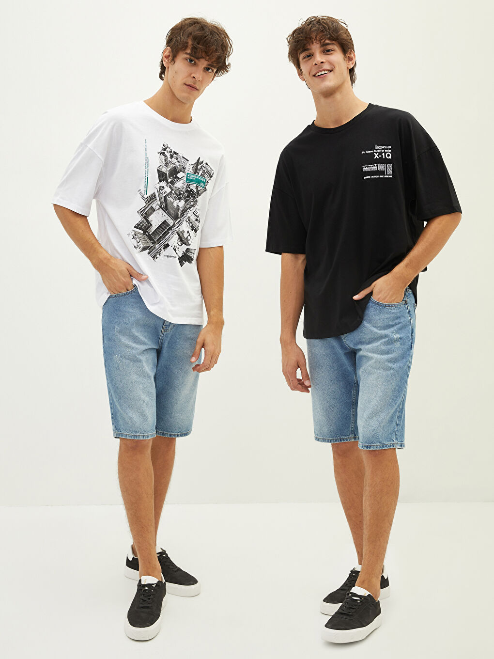 Crew Neck Short Sleeved Printed Combed Cotton Men's T-Shirt 2-Pack