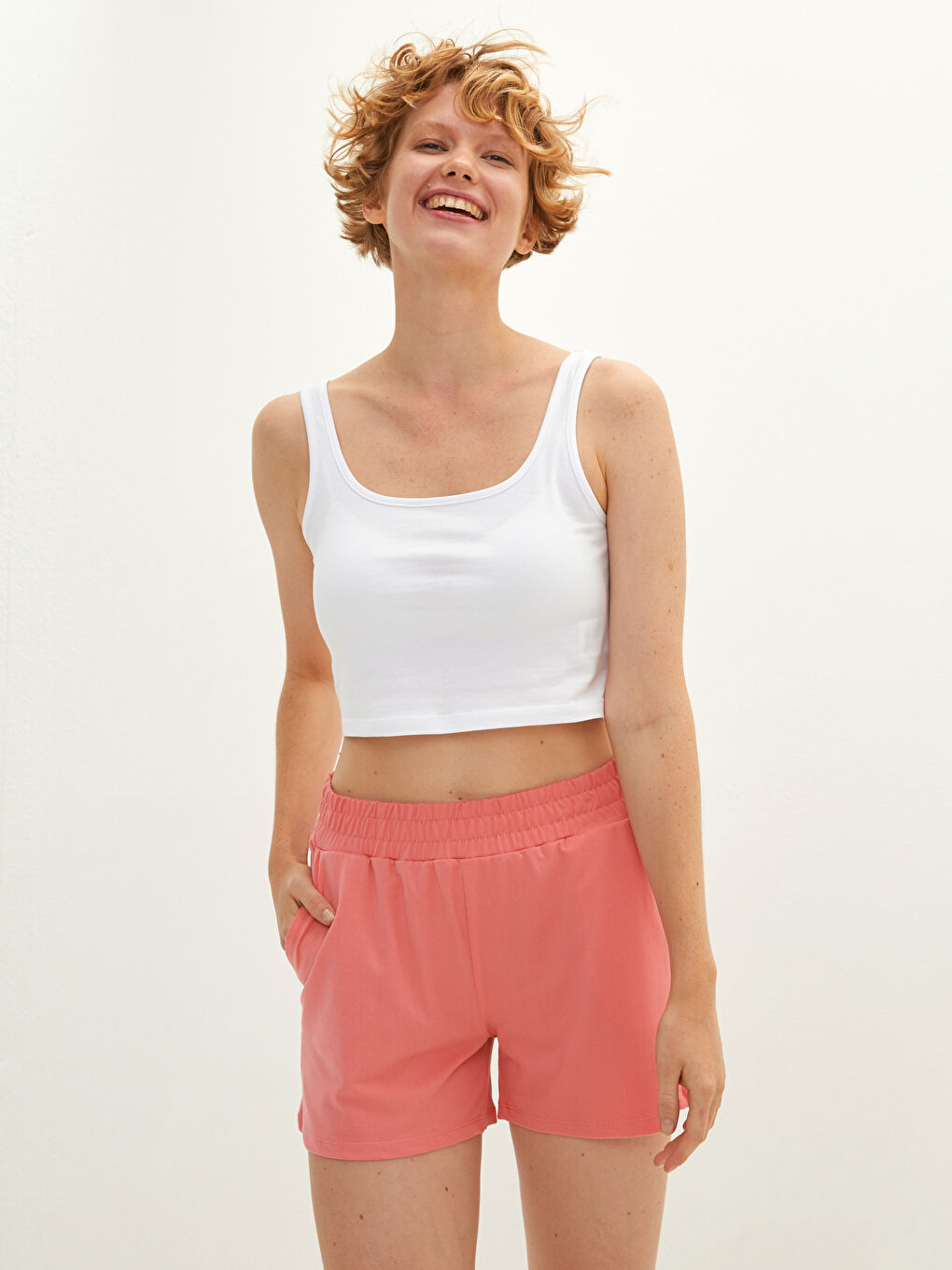 Elastic Waist Flat Pocket Detailed Women's Sports Shorts -S1M610Z8-R8L