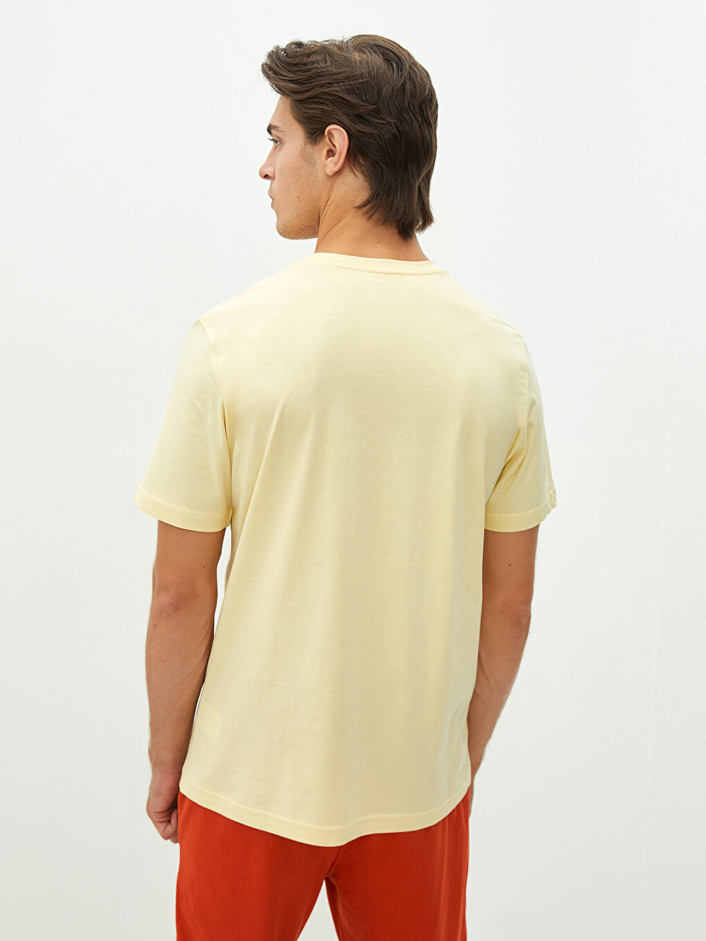 Sarı Bisiklet Yaka Kısa Kollu Baskılı Penye Erkek Tişört-4
