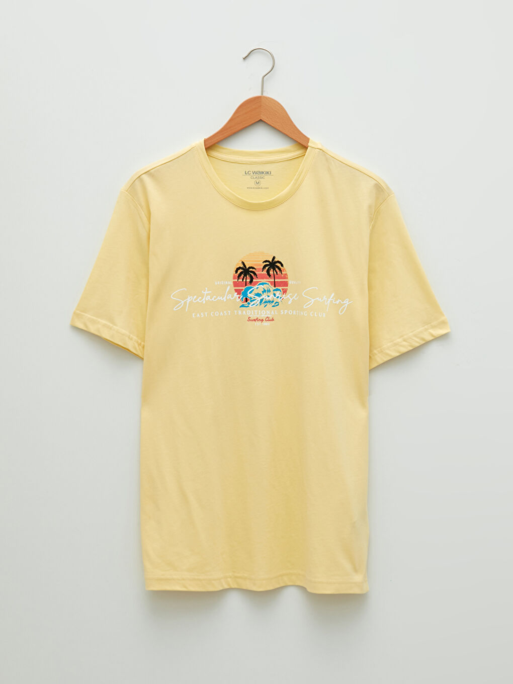 Sarı Bisiklet Yaka Kısa Kollu Baskılı Penye Erkek Tişört-5