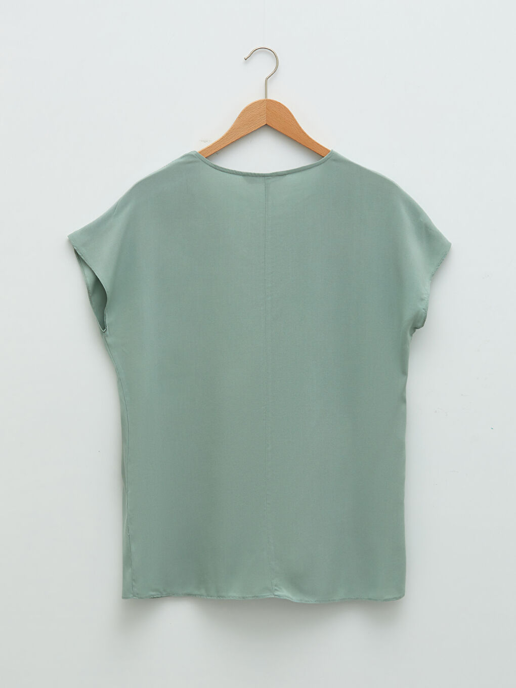 Tie Collar Patterned Short Sleeve Viscose Women's Blouse-6