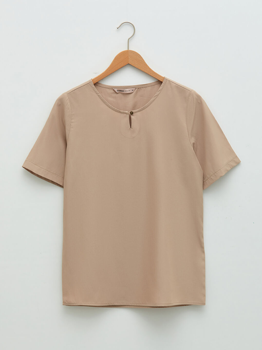 Crew Neck Plain Short Sleeve Women's Blouse-5