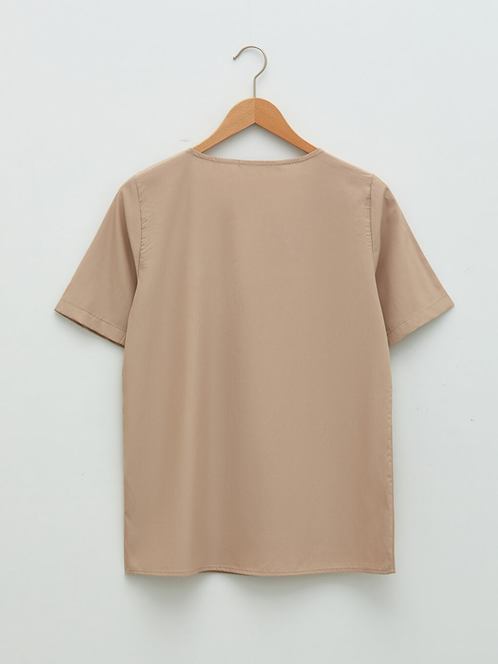 Crew Neck Plain Short Sleeve Women's Blouse-6