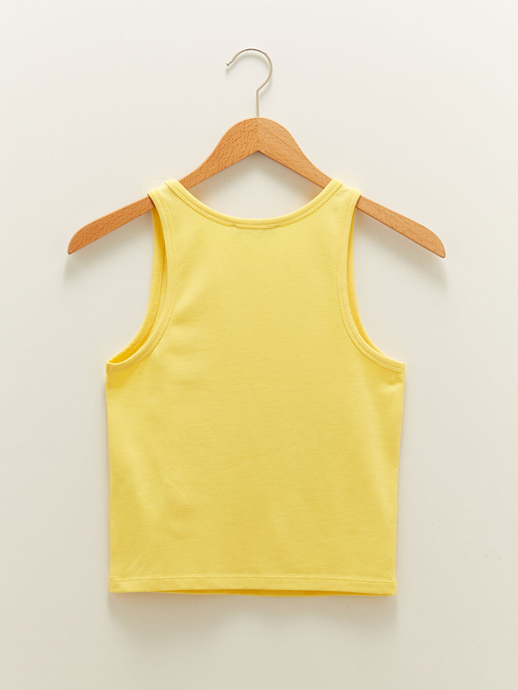 Sarı Bisiklet Yaka Düz Pamuklu Kadın Atlet-1