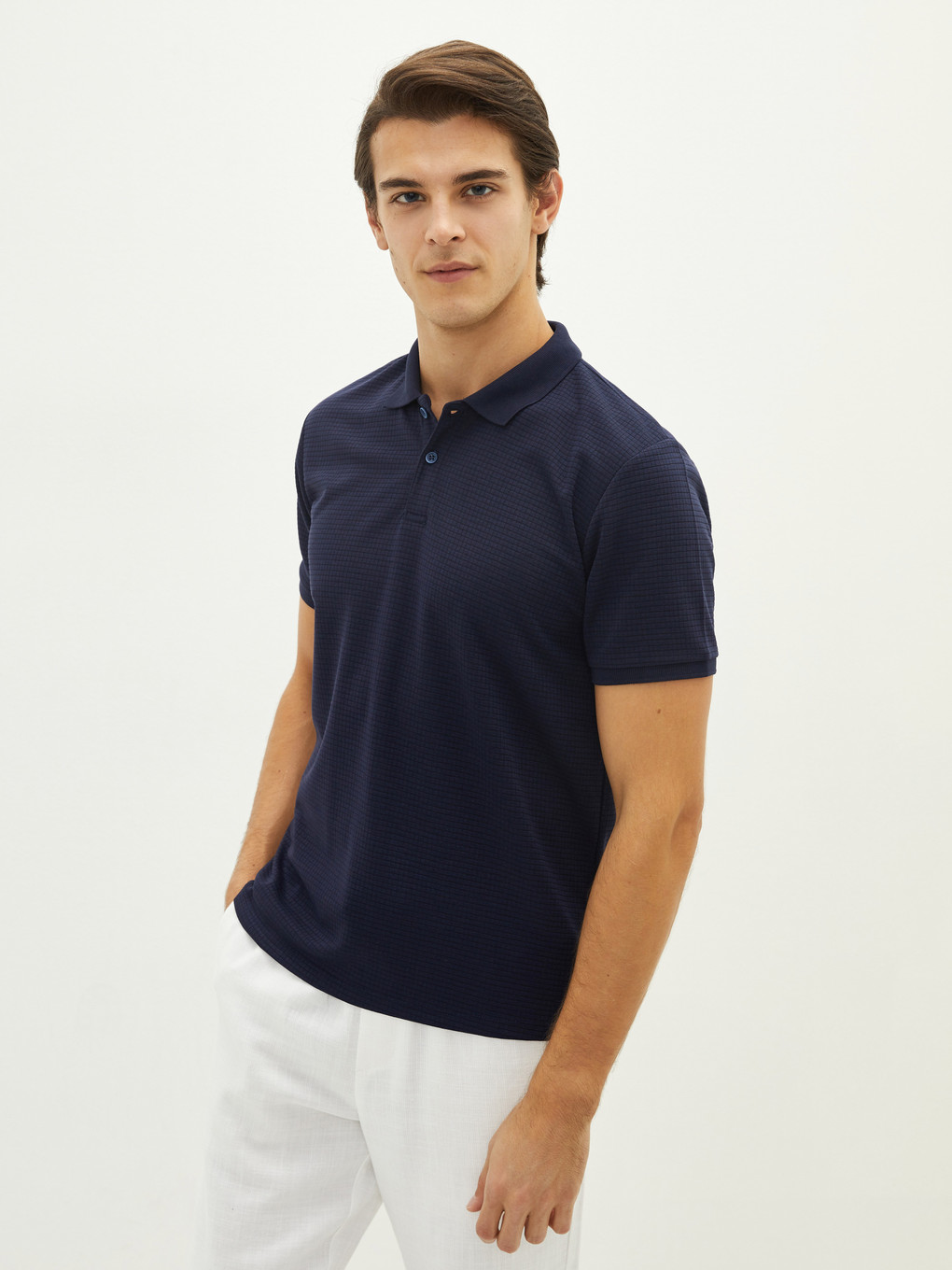 İndigo Polo Yaka Kısa Kollu Erkek Tişört-1