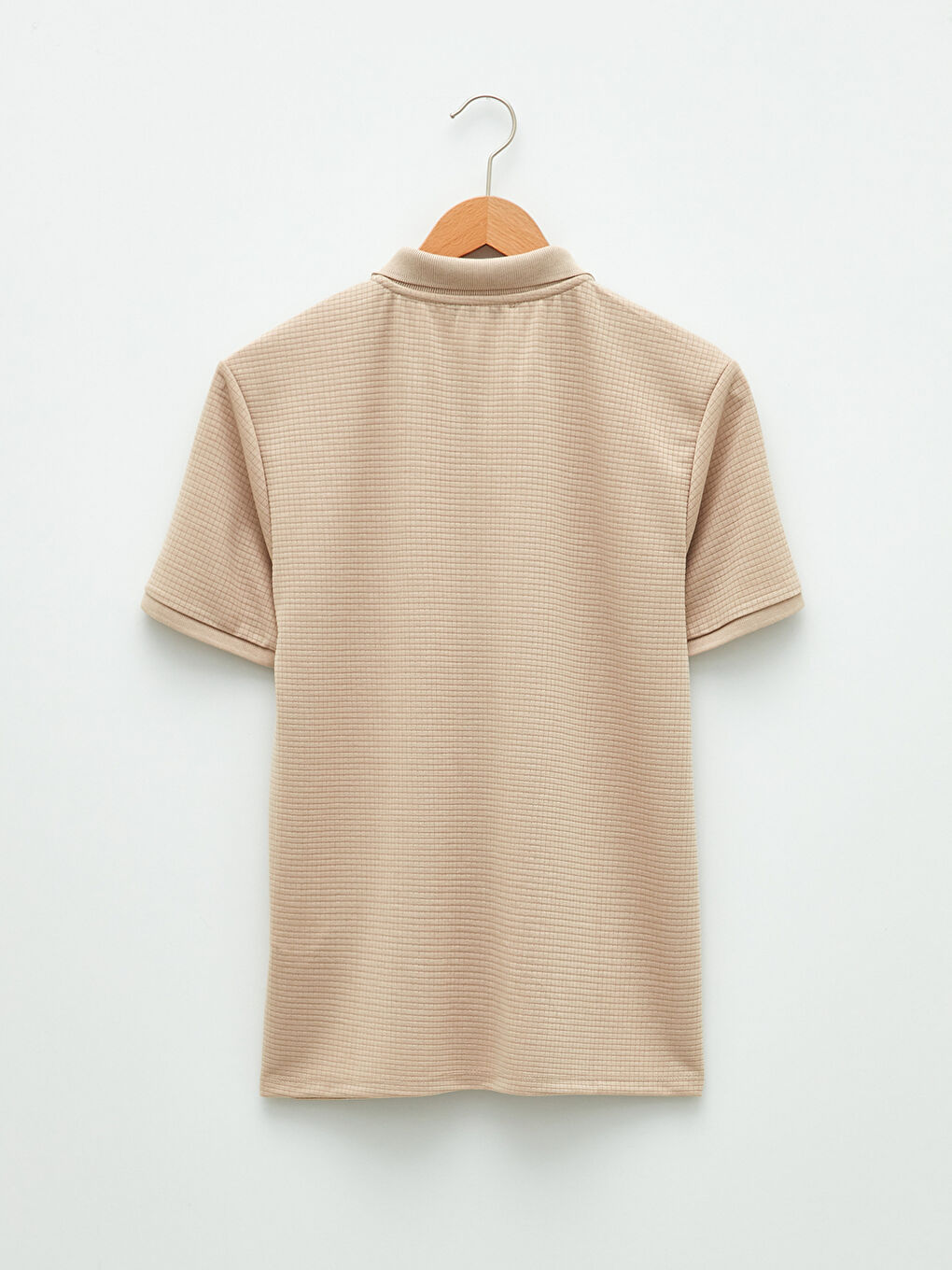 Bej Polo Yaka Kısa Kollu Erkek Tişört-6