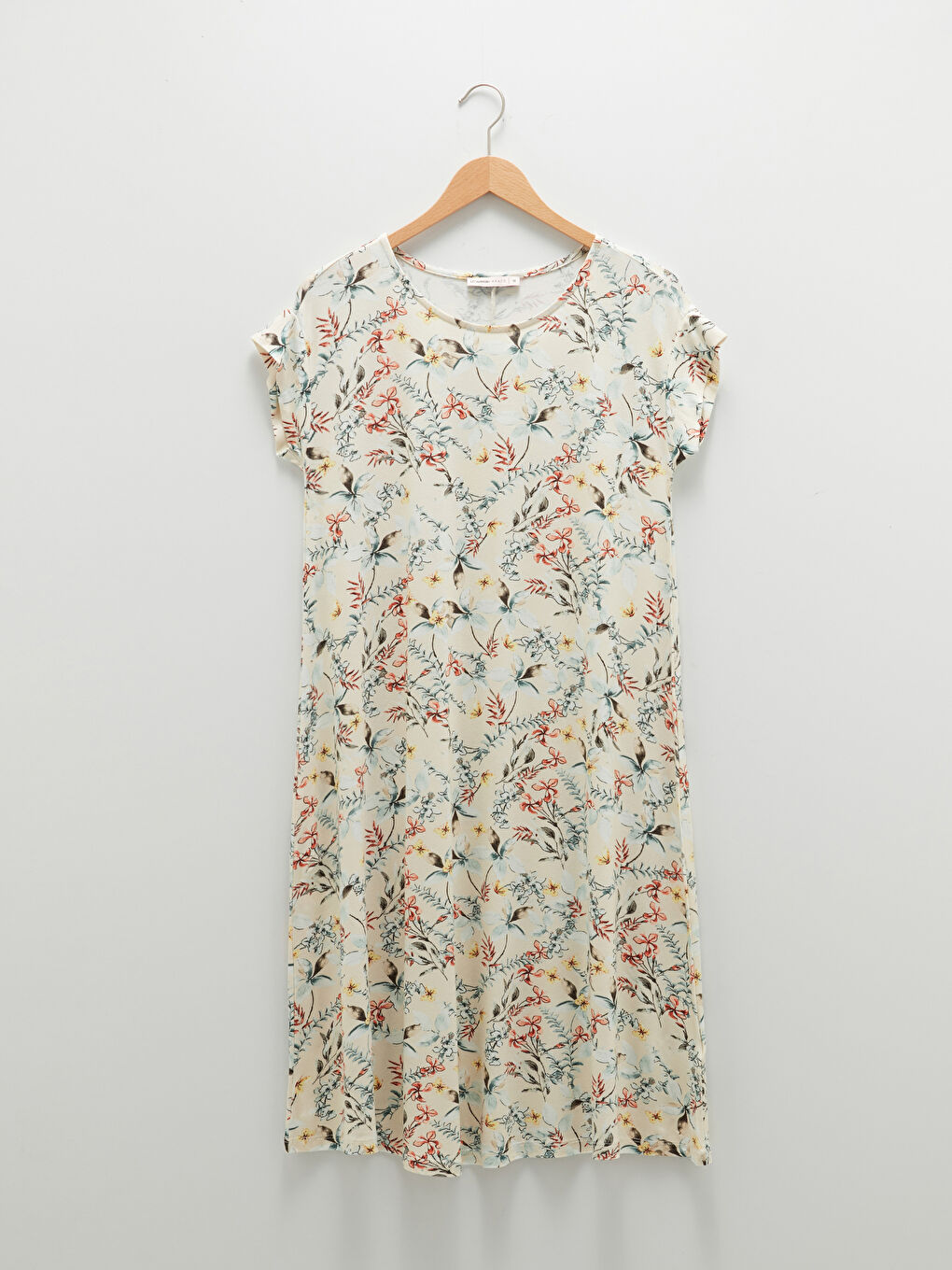 Crew Neck Floral Short Sleeve Viscose Womens Dress-5