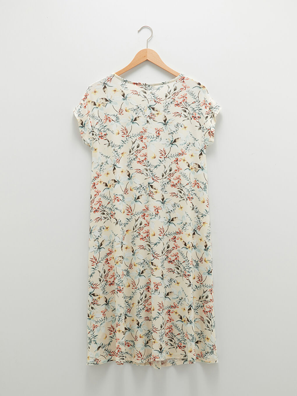 Crew Neck Floral Short Sleeve Viscose Womens Dress-6