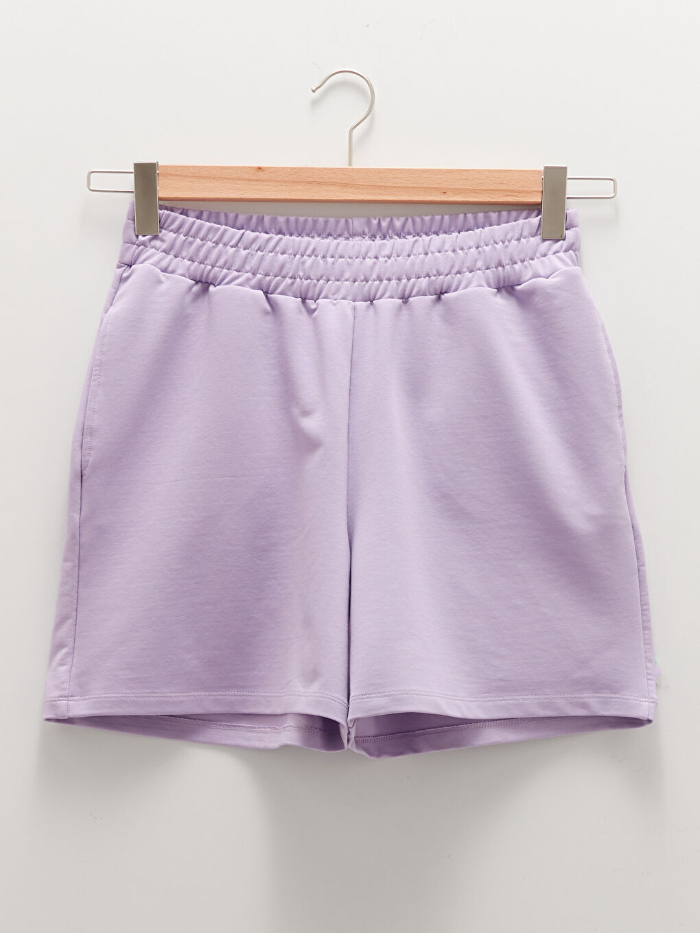 Elastic Waist Straight Pocket Detailed Maternity Shorts-5