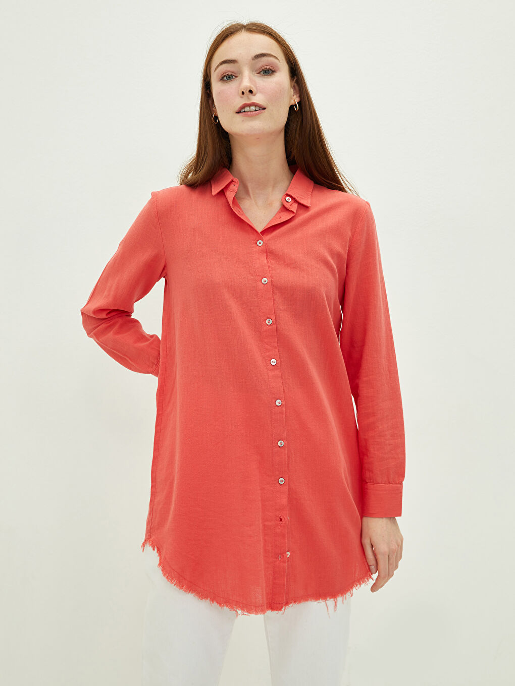 әйелдерге арналған өрнексіз ұзын жең жейде туника