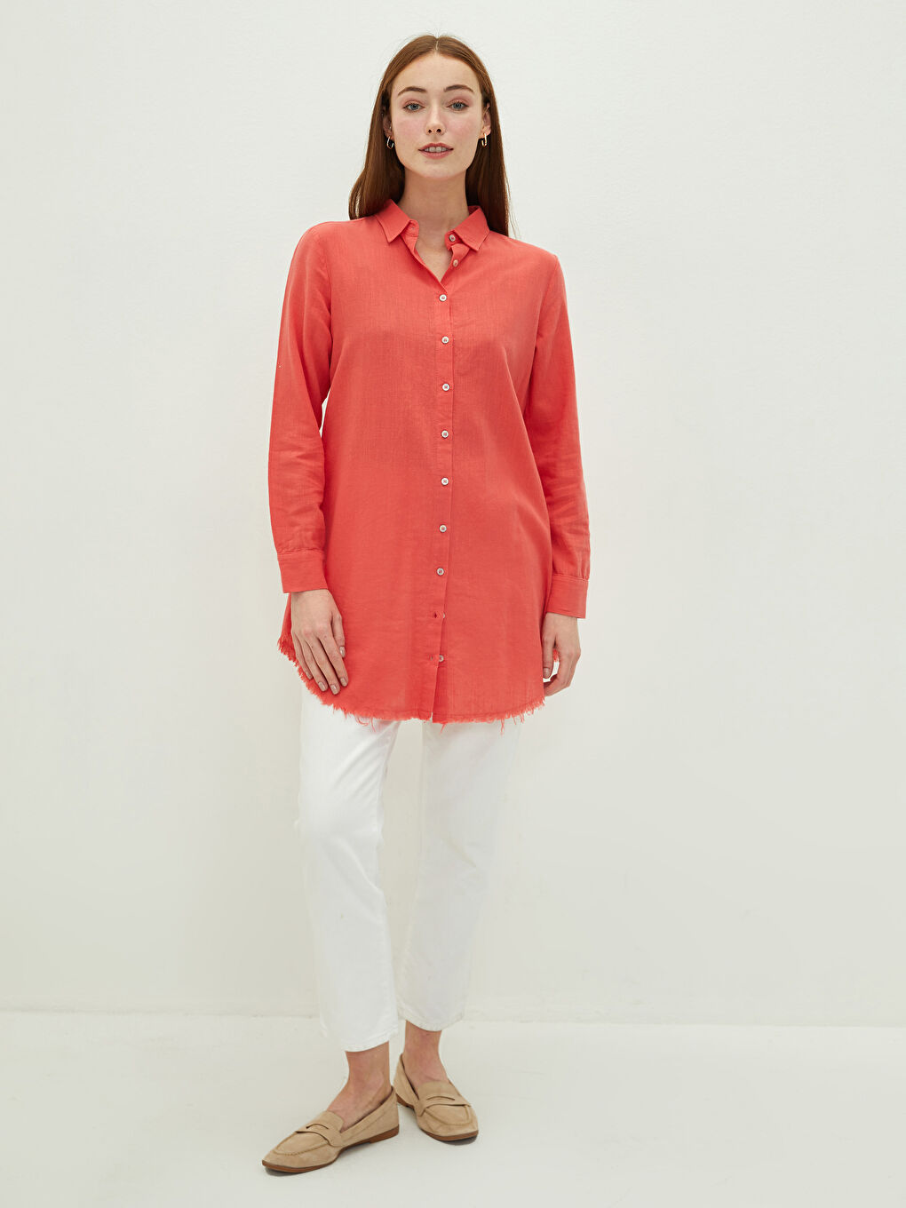 әйелдерге арналған өрнексіз ұзын жең жейде туника-3