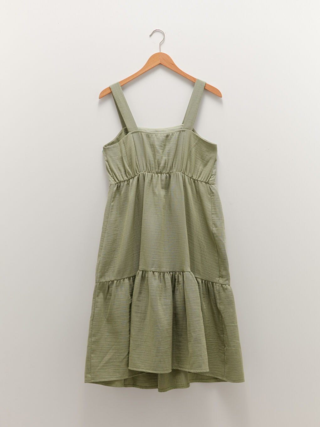 Rochie gravide simplă din poplin cu bretele și guler în formă de U-6