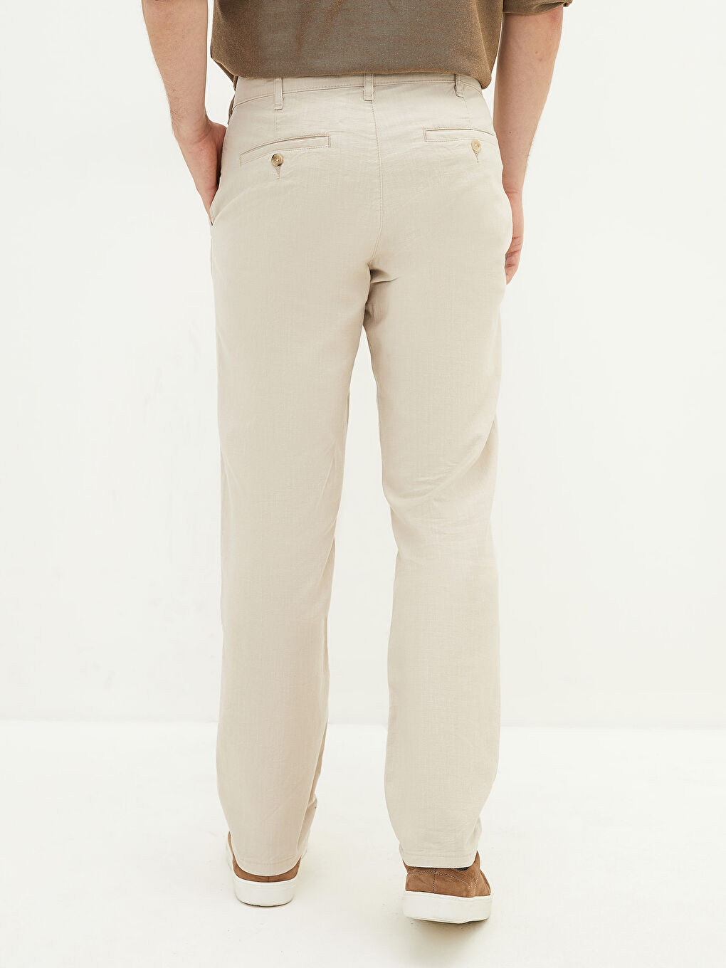 Bej Standart Kalıp Gabardin Erkek Pantolon-3