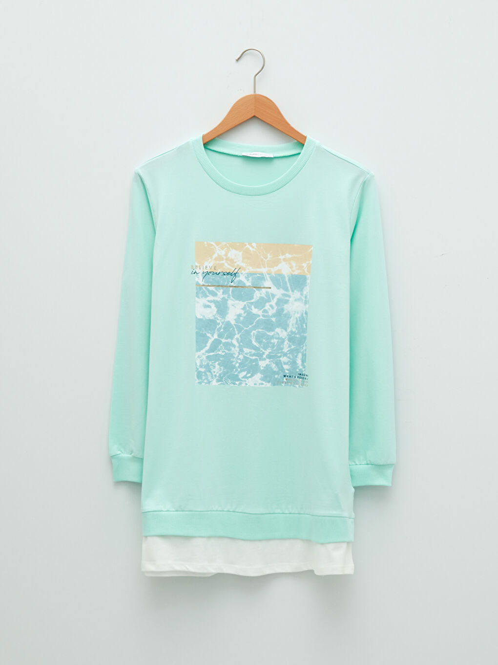 Crew Neck Printed Long Sleeve Women's Tunic-5