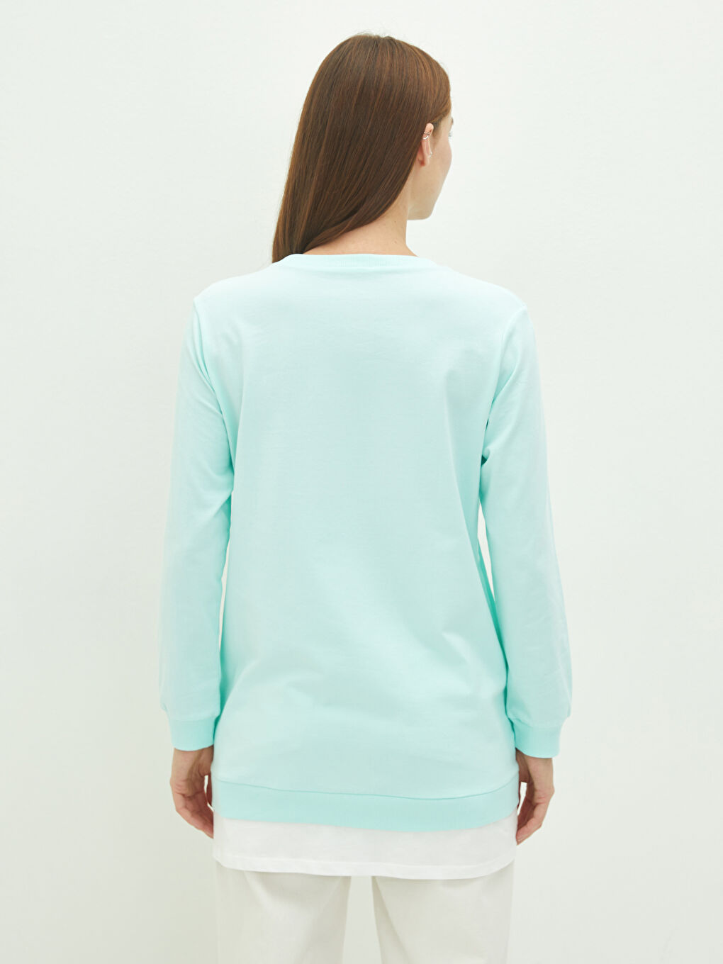 Crew Neck Printed Long Sleeve Women's Tunic-4