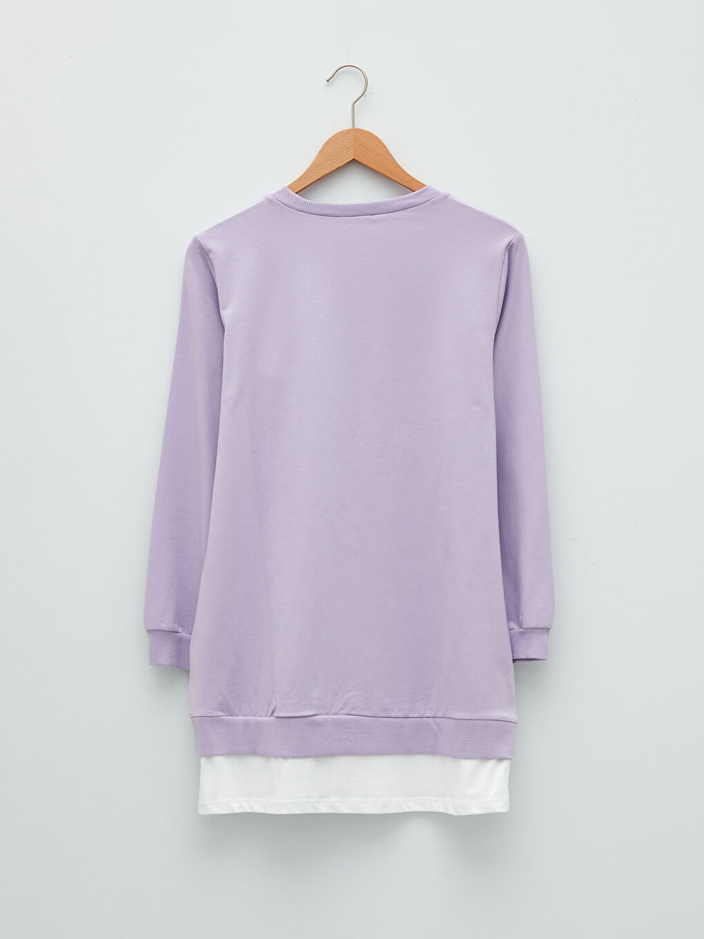 Lila Bisiklet Yaka Baskılı Uzun Kollu Kadın Tunik-5