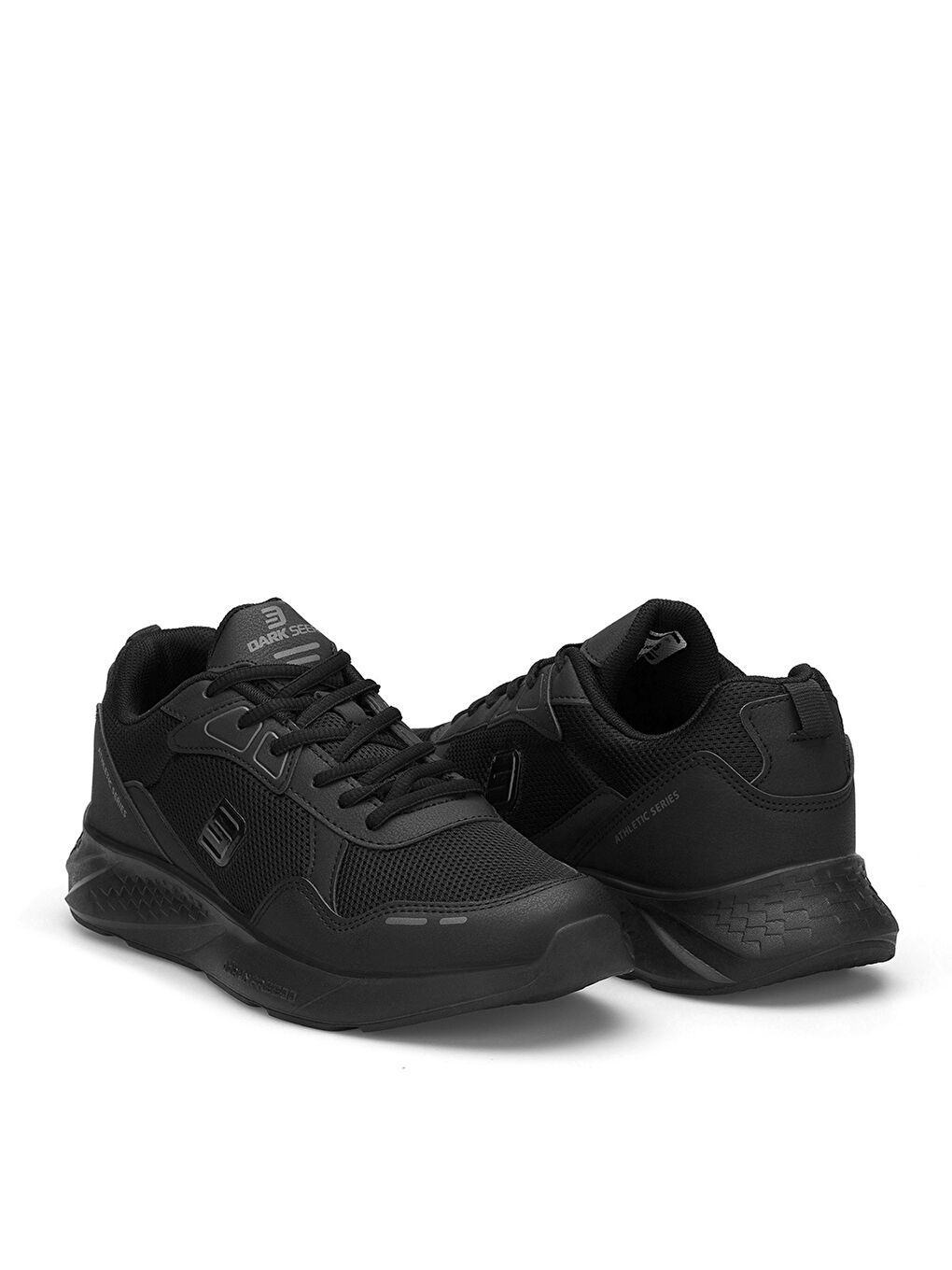 Siyah File Detaylı Bağcıklı Erkek Aktif Spor Ayakkabı-1