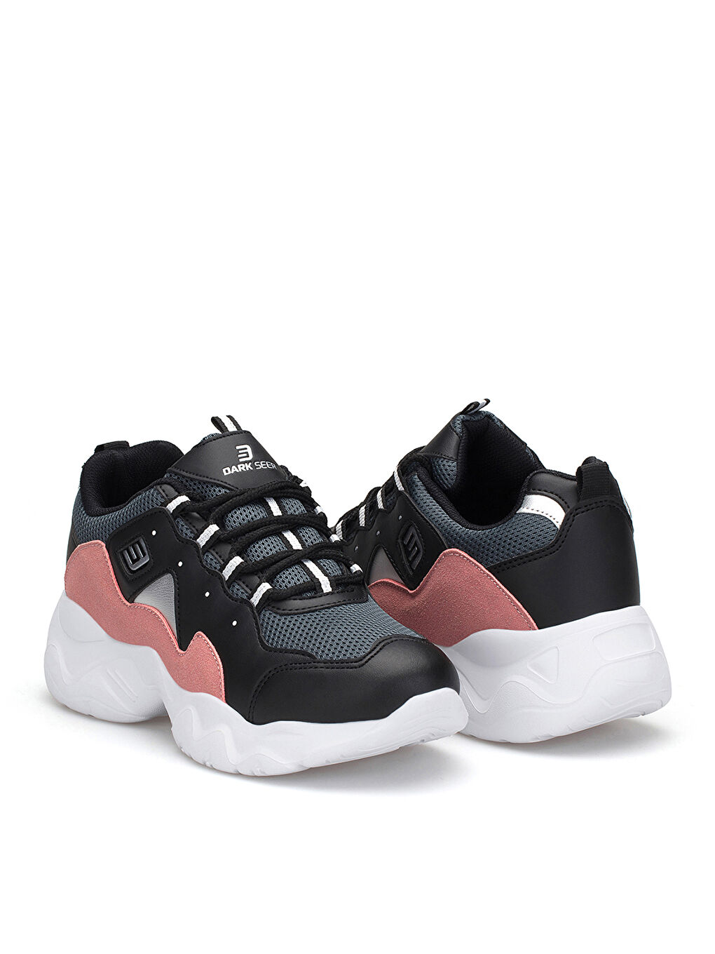 Siyah File Detaylı Kalın Taban Kadın Aktif Spor Ayakkabı-4