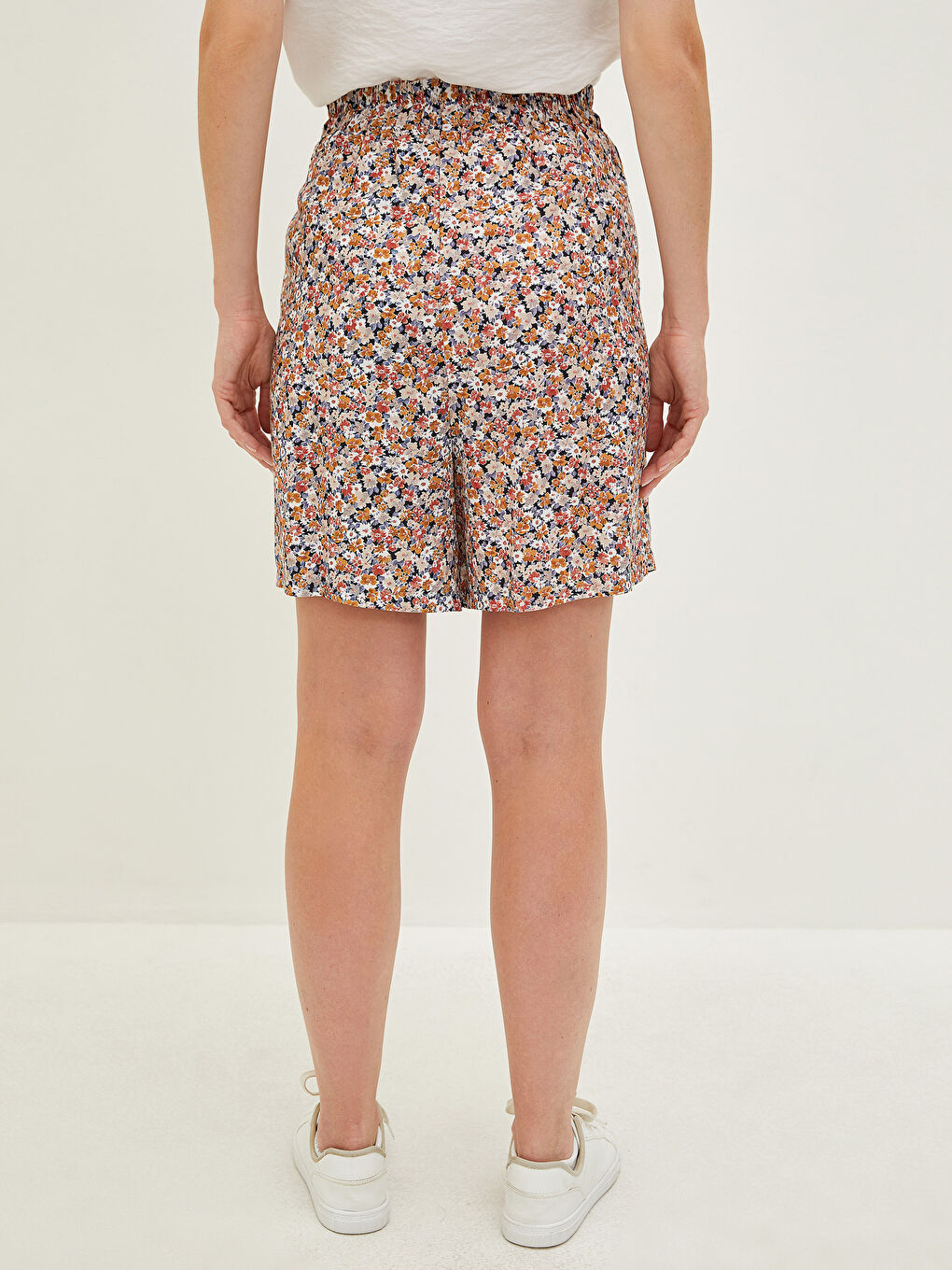 Šorts od viskoze sa cvetnim uzorkom, širokog kroja i elastičnim strukom za žene-5