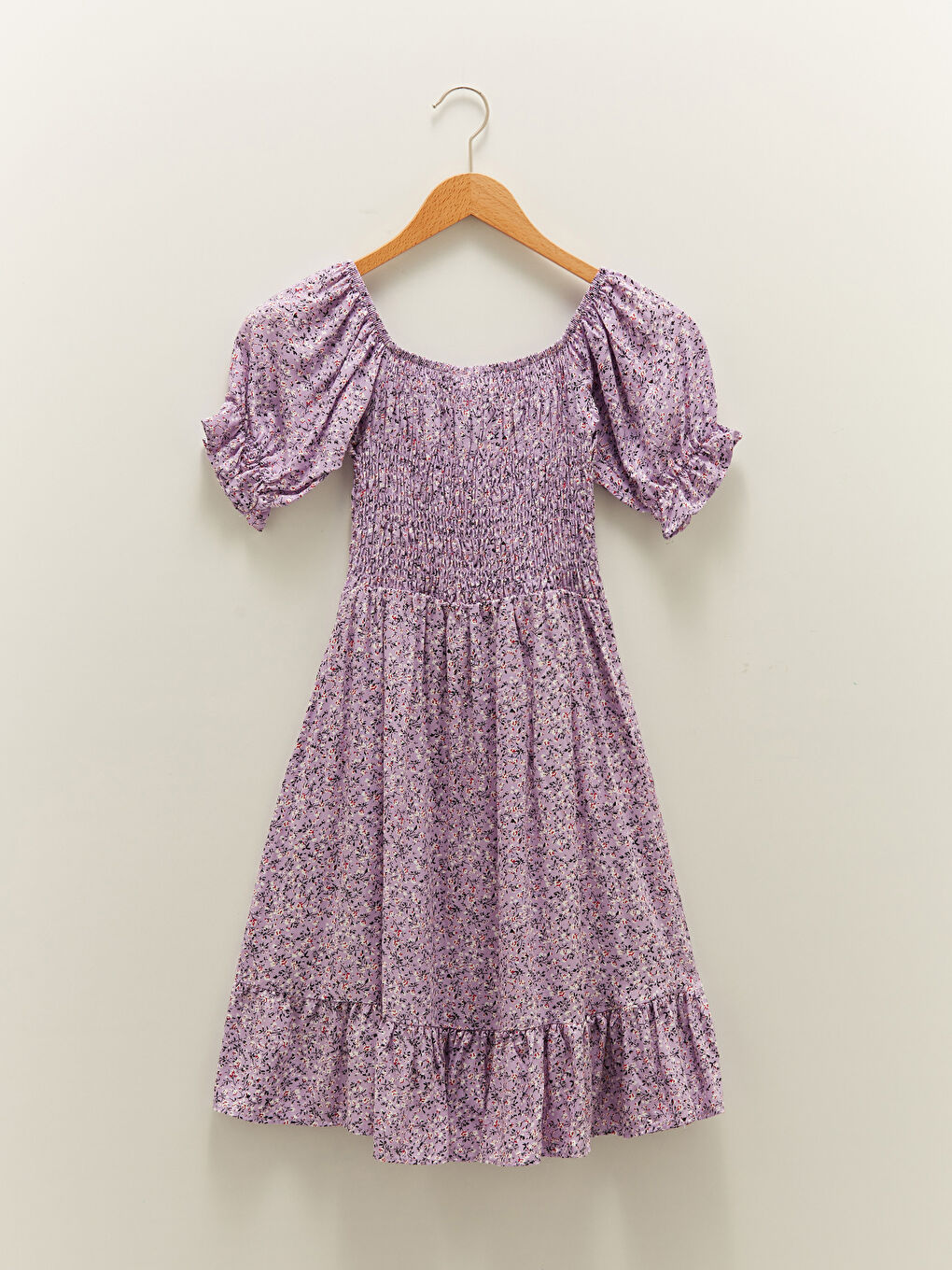 فستان نسائي فيسكوز بأكمام قصيرة ونقشة زهور وياقة واسعة-6